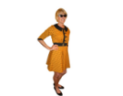 60er Kleid Check Point ocker (Gr. S)